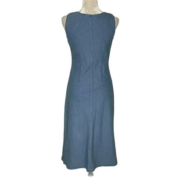 Vintage Sarah Elizabeth Dress Jacket Set 6P Denim Chambray Floral Embroidery - Picture 6 of 7